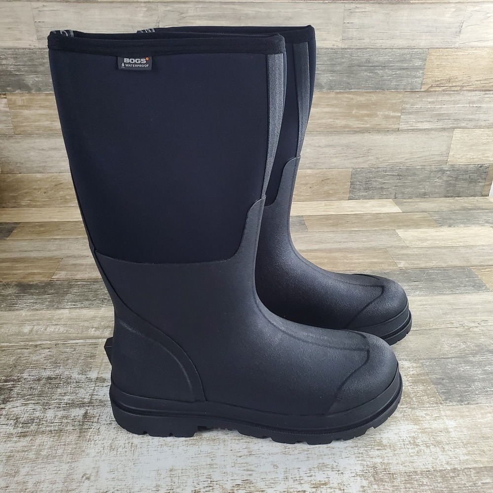 Bogs Rancher Mens Classic High Waterproof Boots Sz 13 Black Rubber Round Toe
